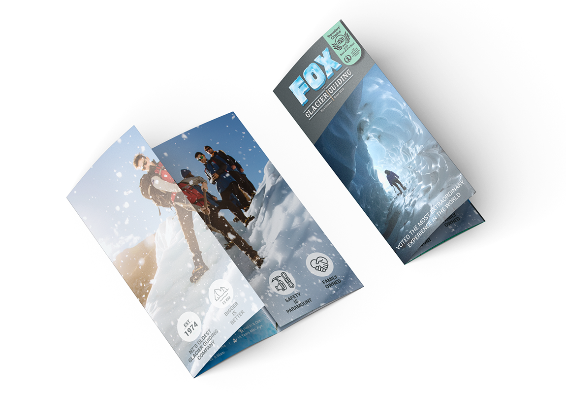 Fox Glacier Guiding Graphic Design, Brochures