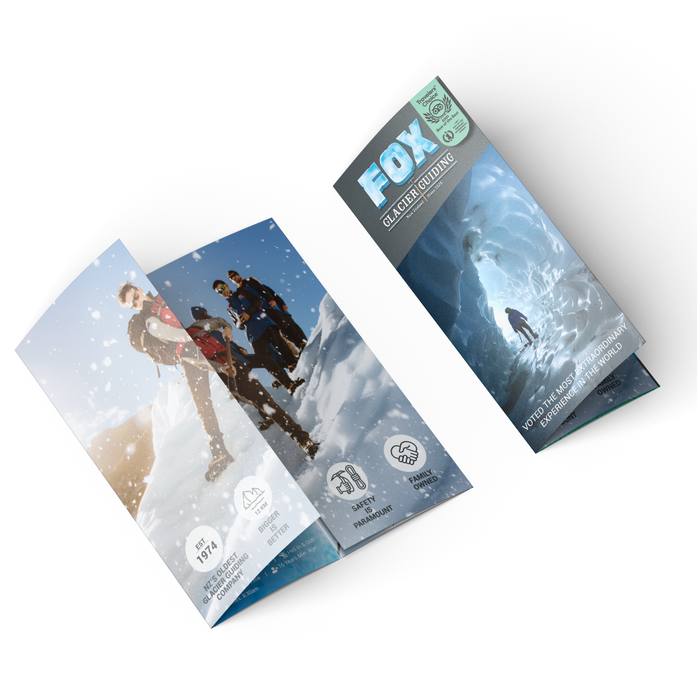Fox Glacier Guiding Graphic Design, Brochures