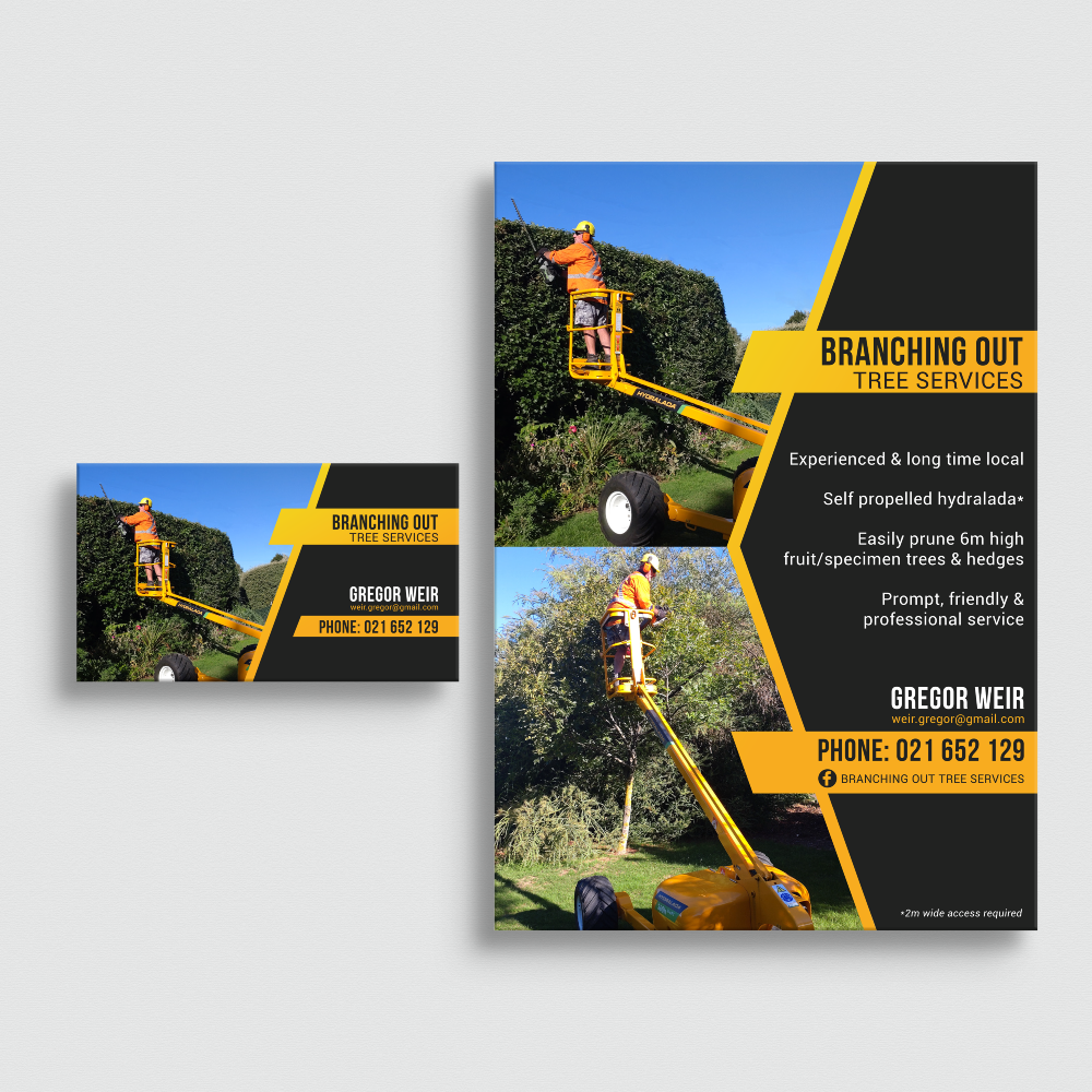 Gregor Weir, Branching Out Tree Services Graphic Design - Flyer, Business Cards